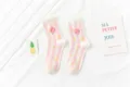 Süße japanische Damen Socken mit rosa Streifen Planeten Stickerei Freizeit Winter Socken. - Einheitsgröße / Rosa-Weiß-Streifen