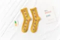 Damen Retro Blumen Zopfstrick Mittlere Socken Gelb Warme Freizeit Tägliche Kleidung - Einheitsgröße / Gelb Geblümt
