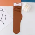 Karamelbraune Samt Schlupfsocken Damen Wadenlänge gerippt dünn Strümpfe Freizeit Mode Alltag - Größe 35-42 / Braun