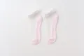 Pink sheer lace glass silk women ankle socks with breathable mesh and comfortable cotton sole. - One Size / Pink
