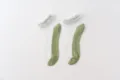 Sheer crystal silk women socks with lace ruffle trim breathable mesh cotton bottom ankle socks - One Size / Green