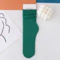Grüne gerippte Slouch-Socken für Damen, dünne Wadenstrümpfe für Frühling und Sommer Alltag. - Größe 35-42 / Dunkelgrün