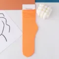 Orangefarbene gerippte Samt Slouch Socken, bequeme Damen Wadenstrümpfe für Frühling. - Größe 35-42 / Hellorange