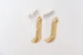 Sheer lace ruffle short socks, yellow heel and toe design, breathable summer mesh sock variant. - One Size / Deep Yellow