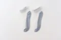 Women Grey Sheer Glass Silk Socks Frilly Lace Cuff Breathable Cotton Bottom Short Boat Socks - One Size / Gray