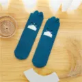 Niedliche Winter Korallenflausch Kuschelsocken für Damen, dicke warme blaue Haussocken. - Einheitsgröße / Seeblau