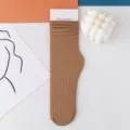 Karamellbraune gerippte Slouch-Socken für Damen, dünne Samt Wadenstrümpfe Freizeit. - Größe 35-42 / Khaki