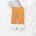 Gemütliche Korallenfleece-Katzenpfoten-Wintersocken, warme, dicke, flauschige Bodensocken. - Einheitsgröße / Gelb und Weiß