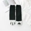 Plüsch flauschige süße Katzenpfote Winter warme gemütliche Schlaf Boden Socken Damen schwarz weiß - Einheitsgröße / Schwarz-Weiß Patchwork