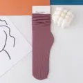 Damen dünne Samt Schlappsocken Vintage gerippte Wadenstrümpfe Frühling Sommer Strümpfe - Größe 35-42 / Dunkelviolett