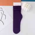 Damen dünne Samt Slouch Socken Mitteltuch atmungsaktiv Sommer lässig einfarbig Strümpfe - Größe 35-42 / Dunkellila
