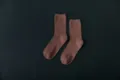 Bequeme braune gerippte Damenwadenstrümpfe in Uni, lässige Baumwollsocken für den Alltag. - Einheitsgröße / Kaffeebraun