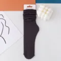 Schwarze gerippte Damensocken, dünne Stossocken Fruehling Sommer Modetrend Strumpfwaren. - Größe 35-42 / Dunkelgrau