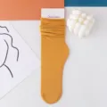 Senfgelbe Damen Stulpensocken, trendige mittellange dünne Strümpfe für Frühling und Sommer. - Größe 35-42 / Ingwergelb