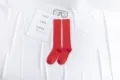 Rote kniehohe Baumwollsocken, einfarbige lange Strümpfe für Damen, bequeme Alltagssocken. - Einheitsgröße / Rot