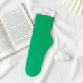 Grüne Slouch-Socken für Damen, mittlere Wadenlänge, feiner Rippstrick, Alltagsmode. - Größe 35-42 / Seegrün