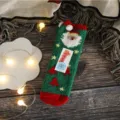 Weihnachten Korallenfleece Socken dicke warme Wintersocken süße Weihnachtsmann Stickerei - Kindergröße 4-8J / Ohne Box / Grüner Weihnachtsmann