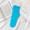 Hellblaue Samt-Slouch-Socken für Damen, dünne Sommer-Mittelsocken im Freizeitstil. - Größe 35-42 / Blaugrün