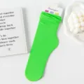 Neongrüne Samt Slouch Socken Wadenlang Lässige Weiche Einfarbige Frühlings Strumpfwaren - Größe 35-42 / Fluoreszierendes Grün