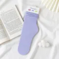 Damen Eissamt Slouch Socken Mittellang Sommer dünn atmungsaktiv einfarbige lässige Feinstrumpfwaren - Größe 35-42 / Violett