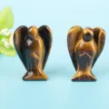 Pair of hand-carved natural tiger eye stone angel figurines for crystal home decor - 1.5 Inch Tiger's Eye Angel