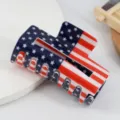 Detailed view of 8cm hair claw clip with patriotic American flag stars and stripes design - 8cm Two-Tone National Flags