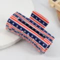 Detailed view of an 8cm hair claw clip featuring a vibrant American flag pattern design - 8cm Striped National Flags