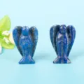 Detailed view of two blue natural lapis lazuli stone angel carvings for home decor - 1.5 Inch Lapis Lazuli Angel