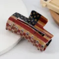 Detail shot of the 8cm US flag themed hair claw clip for Independence Day celebrations - 8cm Rusted National Flags