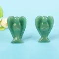 Close-up detail of two natural green aventurine quartz angel figurines for home decor - Green Style / 1.5 Inch