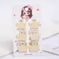 Close-up of six crown-shaped mini pearl hair claw clips for girls on display card - Crown Shape (a22) / 6 Pieces/Pack (Small) / Pearl White
