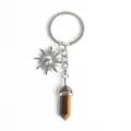 Llavero de cristal ojo de tigre natural con colgante de sol para bolsos y coche - Ojo de tigre