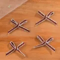 Dettaglio di mini fiocchi di nastro marroni con frange bianche per vestiti - Borgogna / 1000 Pezzi/Confezione