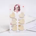 Set of six mini heart-shaped pearl hair clips for women on a white display card - Heart Shape (a16) / 6 Pieces/Pack (Small) / Pearl White