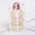 Detail view of 6 mini pearl hair claw clips on display card for elegant hair styling - Pearl Pavé Style (a13) / 6 Pieces/Pack (Small) / Pearl White