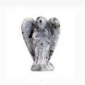 Figura de ángel de cristal de labradorita natural tallada a mano para decoración - 1.5 Inch Angel Black Glitter