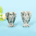 Handcrafted natural dalmatian jasper stone angel carvings for crystal healing décor - 1.5 inch Angel Tianshan Lan