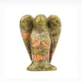 Hand-carved natural unakite crystal angel figurine stone sculpture for home decoration - 1.5 inch angel domestic flower Green