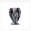 Detailed hand-carved natural rhodonite stone angel figurine for home decor and healing - 1.5-inch Angel Red