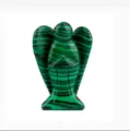Hand-carved green malachite angel figurine crystal gemstone pocket stone ornament - Emerald Green Striped Style / 1.5 Inch