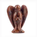 Hand-carved natural brown mottled stone angel figurine ornament for spiritual healing - Reddish Brown Spotted Style / 1.5 Inch
