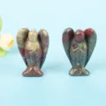 Hand-carved natural jasper crystal angel figurines for spiritual home decor ornaments - Mottled Red and Green Style / 1.5 Inch