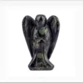 Natural dark green stone angel carving figurine, handcrafted healing crystal ornament - Dark Green Spotted Style / 1.5 Inch