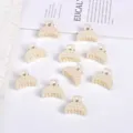 10 pieces of small elegant pearl hair claw clips for girls in ivory white finish - Crescent Moon / 10 Pieces Pack