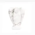 Hand-carved white howlite angel gemstone figurine featuring natural grey marble texture - 1.5 Inch White Turquoise Angel