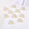 Elegant set of small pearl hair claws for fine hair and stylish half-up hairstyles - Hollow Semicircle Style / 10 Pieces Pack