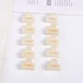 Set of ten small cream-colored pearl hair claw clips for elegant women's hairstyles - Small Pearl Square Style / 10 Pieces/Pack