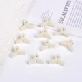 Mini cream pearl hair claw clips for half-up hairstyles and fringe control - Ribbon Style / 10 Pieces/Pack