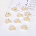 Elegant set of 10 small pearl hair claws in creamy white for gentle summer hairstyles - Hollow 3-Row Pearl Square Style / 10 Pieces/Pack