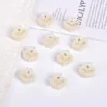 Elegant collection of mini heart-shaped pearl hair claw clips with creamy white finish - Open Heart Style / 10 Pieces/Pack